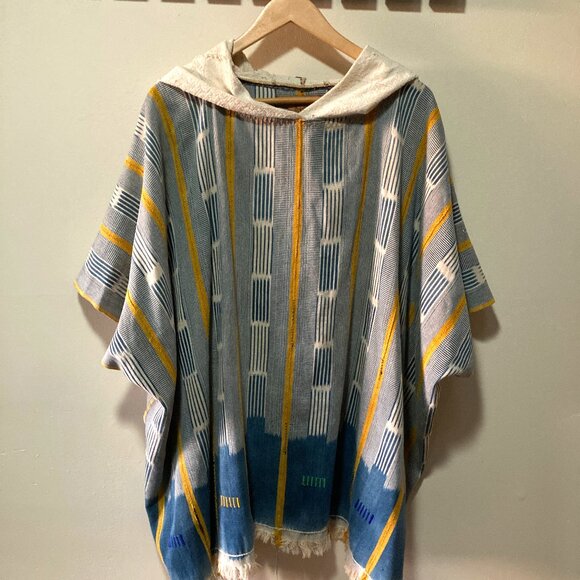 Striped Hooded Poncho Jacket - Picture 3 of 11